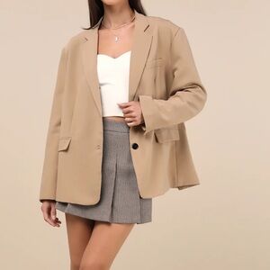 Lulu’s Sophisticated Era Taupe Oversized Blazer